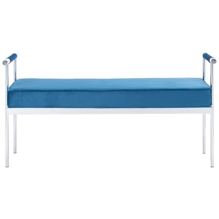 Safavieh Pim Long Rectangle Arms Benches, Navy & Chrome BCH6206B